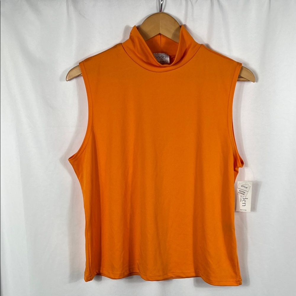 Vintage 90’s Jonden Petite Women’s XL Orange Sleeveless‎ Turtleneck Top USA